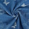 Jacquardkudottu denim perhoskuosilla jeans-sävyssä