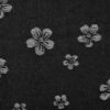 Denim jacquard blomster sort - struktureret vævning