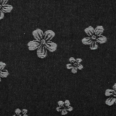 Black floral denim jacquard -- textured weave