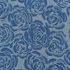 Denim jacquard med roser jeans blå - vævet relief