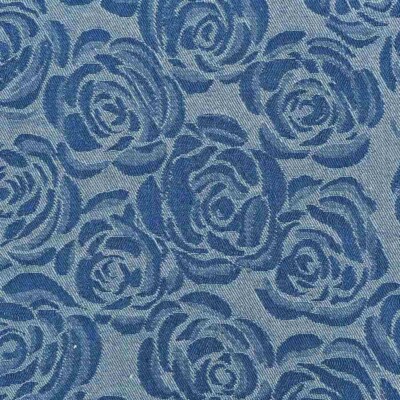 Jeans blue rose denim jacquard -- woven relief