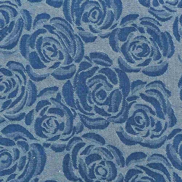 Jeans blue rose denim jacquard -- woven relief