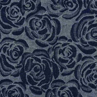 Navy rose denim jacquard -- woven texture