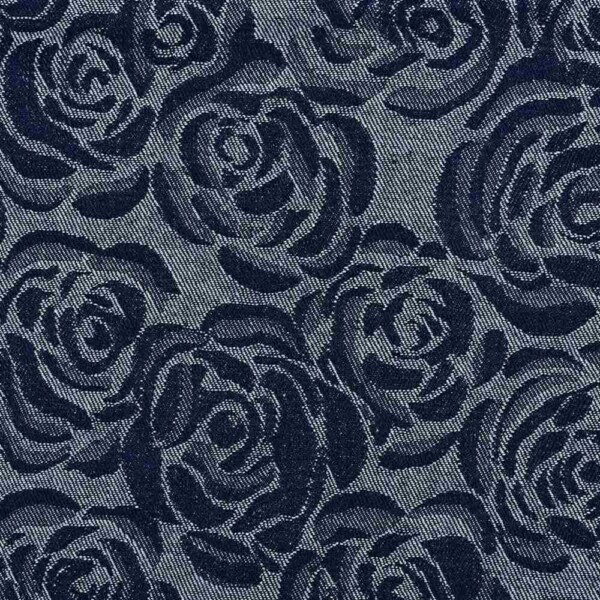 Navy rose denim jacquard -- woven texture