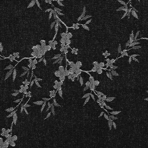 Denim-jacquard Kukkaoksat musta, 330 g/m², leveys 150 cm