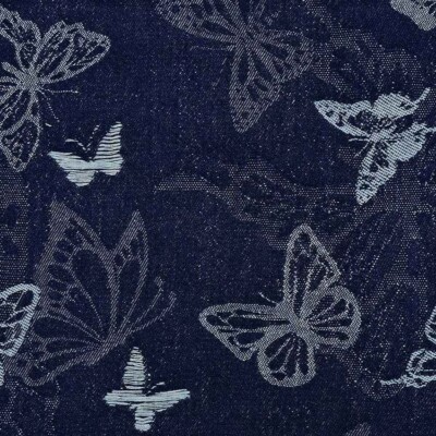 Denim Jacquard - Sommerfugle navy
