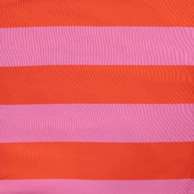 French terry fabric with wide orange and light pink stripes