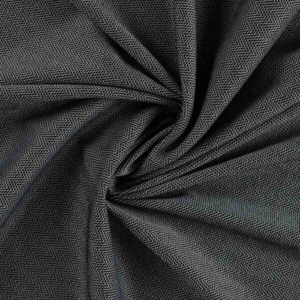 Detail of jacquard herringbone with graphic black/white pattern