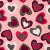 Brushed french terry with leopard hearts in light pink, by the metre, 230 g/m²