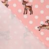 Brushed french terry print with deer on dots in light pink close-up