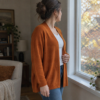 Brændt Orange merinould jersey, syet op som cardigan