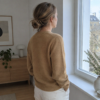 Karamel merinould jersey, syet op som sweater