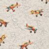 Heavy sweat fabric with aeroplanes on grey melange