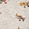 Patterned sweat fabric with aeroplanes, 340 g/m²