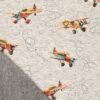 Aeroplane motif on grey melange sweat fabric