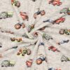 Heavy sweat fabric with vehicles on grey melange