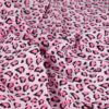 French terry med lyserødt leopardmønster og sølvglitter