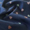 Denim med stræk - Pastel hjerter på denim