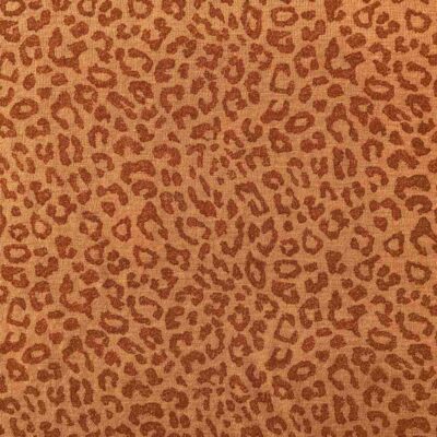 Leopard Rust merinould jersey, fladt udlagt, så hele mønsteret ses