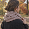 Rosentræ merinould jersey, syet op som snood