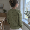 Snefnug Oliven merinould jersey, syet op som sweater