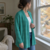 Smaragd Petrol merinould jersey, syet op som cardigan