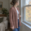 Terracotta merinould jersey, syet op som cardigan