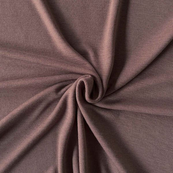 Rose Brown merino wool jersey, twisted into a spiral to show the drape