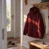 Anorakstof i bordeaux, twill i polyester og bomuld