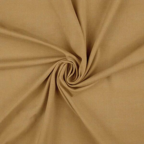 Anorakstof i camel, twill i polyester og bomuld