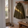 Anorakstof i khaki, twill i polyester og bomuld