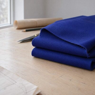 Anorakstof i koboltblå, twill i polyester og bomuld