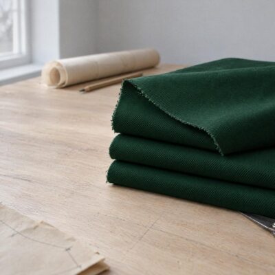 Anorakstof i mørkegrøn, twill i polyester og bomuld