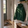Anorakstof i mørkegrøn, twill i polyester og bomuld