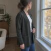 Asphalt merino wool jersey sewn up as a cardigan