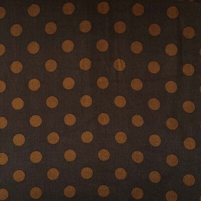 Rayon satin - Karamel prikker på mørkebrun