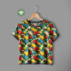 Byggeklodser på petrol, digitalprint jersey syet som T-shirt til børn