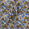 Construction machines on concrete grey, digital print jersey laid in soft folds to show the knit and print