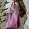 Canvas-kankaasta ommeltu kangaskassi, mauve (tekoälyllä luotu kuvitus)
