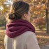 Cranberry merino wool jersey, sewn into a snood