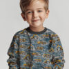 Excavators on petrol, digital print jersey sewn as a children’s shirt