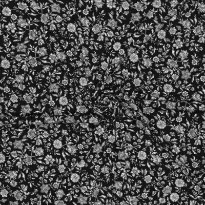 Printed viscose jersey small white flowers on black 200 g/m² 150 cm