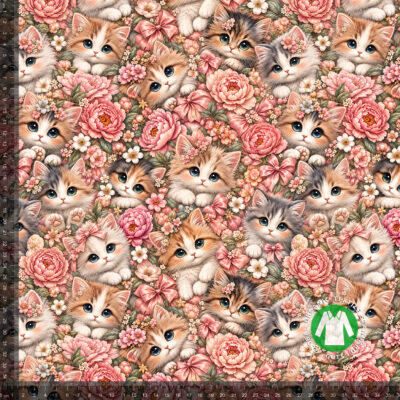 Killinger i rosenblomster, digitalprint jersey på 36x36 cm mållinjal, så rapporten ses i naturlig størrelse