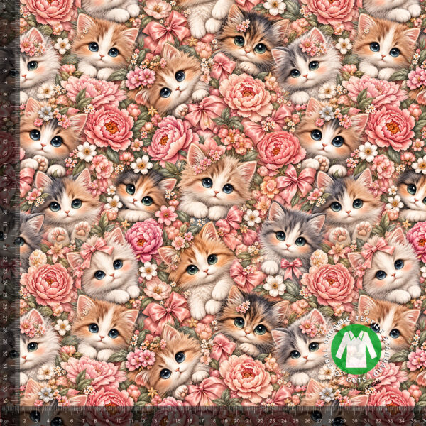 Killinger i rosenblomster, digitalprint jersey på 36x36 cm mållinjal, så rapporten ses i naturlig størrelse