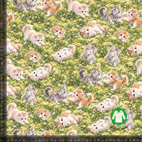 Killinger på blomstereng, digitalprint jersey på 36x36 cm mållinjal, så rapporten ses i naturlig størrelse