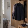Luxury cotton – navy blue, men's shirt sewn from the fabric