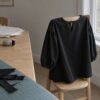 Luksus bomuld – sort, bluse syet af stoffet