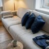 Cushions sewn from dark navy velour (AI-generated illustration)