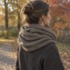 Mushroom merino wool jersey, sewn as a snood