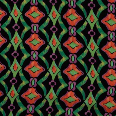 Viscose - Retro diamanter i orange og grøn